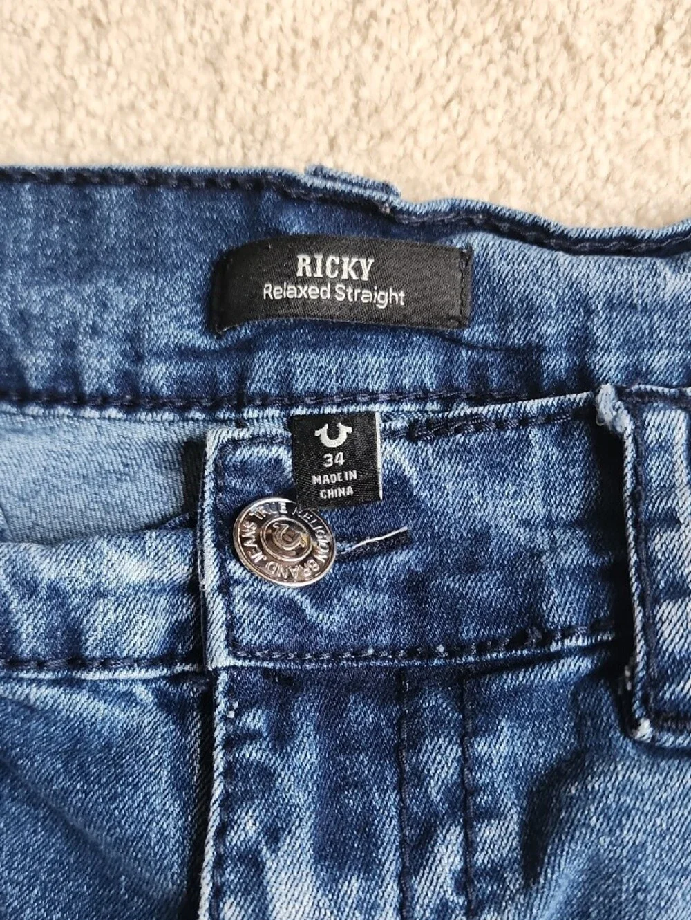 True Religion Classic Ricky Relaxed Straight  Blue Denim Shorts